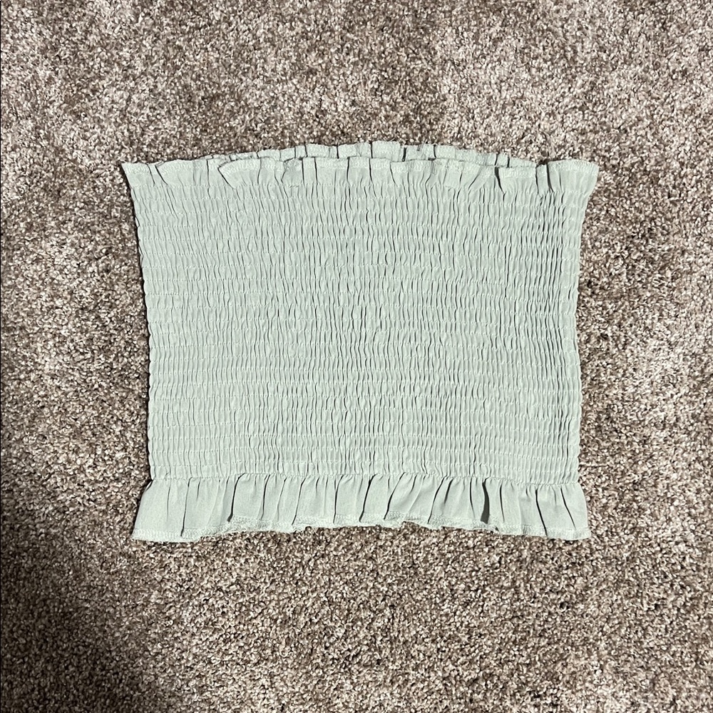SHEIN Light Green Smocked Crop Top